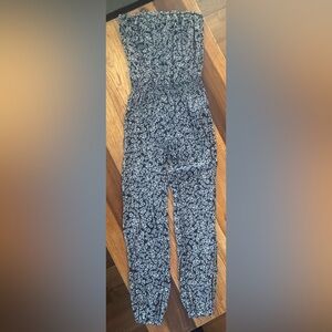 Abercrombie & Fitch Strapless Navy & White Jumpsuit Small